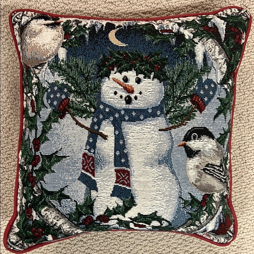 Festive Snowman Holiday Pillow